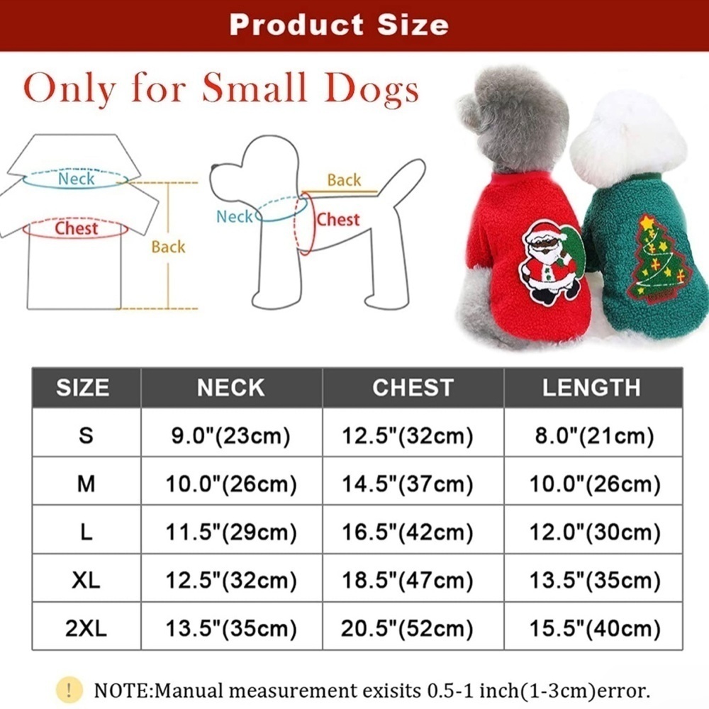 2PCS Dog Sweaters Christmas Outfits for Chihuahua Yorkie Warm Knitted Ho… - Picture 4 of 5